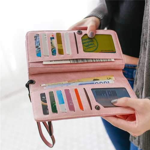 Universal Large Capacity Card Slot Long Purse Clutch Phone Wallet for Phone Under 5.5-inch