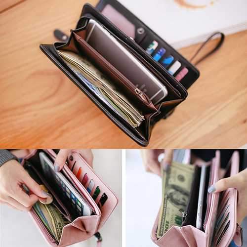 Universal Large Capacity Card Slot Long Purse Clutch Phone Wallet for Phone Under 5.5-inch