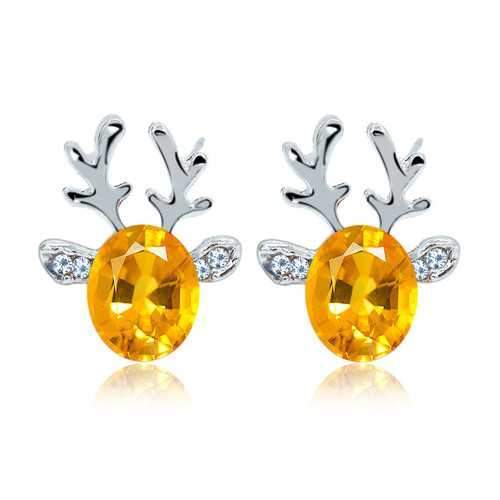 Crystal Deer Ear Stud Sweet Casual Party Earrings