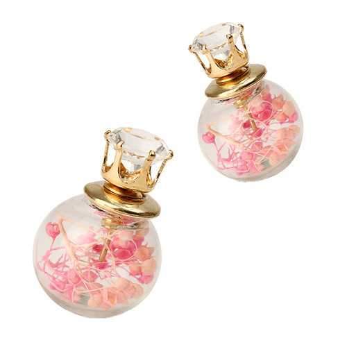 Trendy Ear Stud Double Color Baby's Breath Glass Ball Flower Earrings