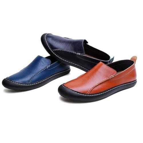 Men Leather Casual Outdoor Slip On Soft Fashion Flat Loafers