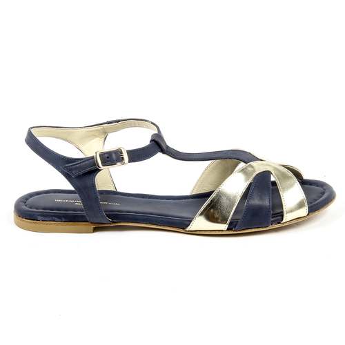 V 1969 Italia Womens Flat Sandal Blue GRAZIA