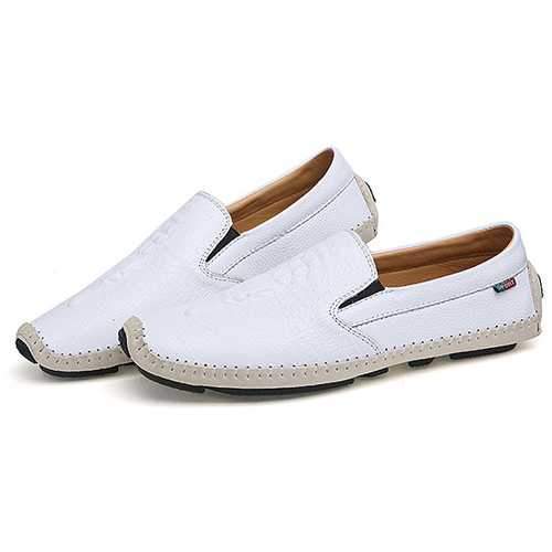 Men Flat Shoes Slip On Casual Outdoor In Leather