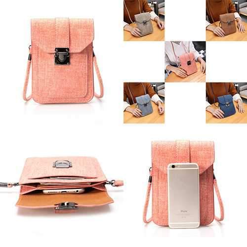 Universal Women Mini Vertical PU Shoulder Bag Crossbody Wallet For Phone Under 6.3 Inch