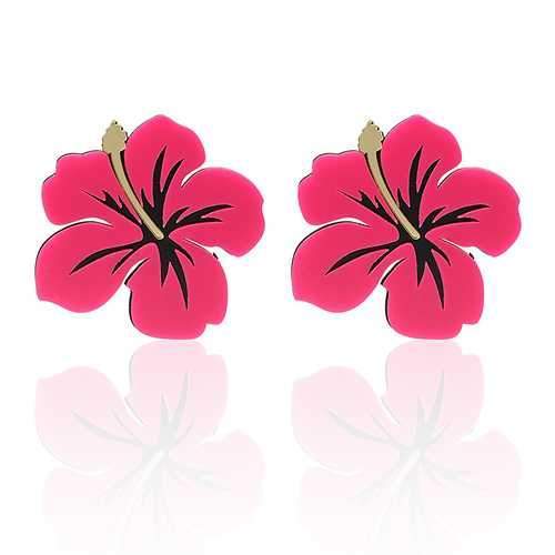 Trendy Exaggerated Style Rose Red Blue Flower Rhinestone Women Earrings