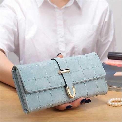 Women Lady Clutch Long Purse PU Wallet Phone Pocket Card Holder Buckle For Phone Below 5.5 Inch