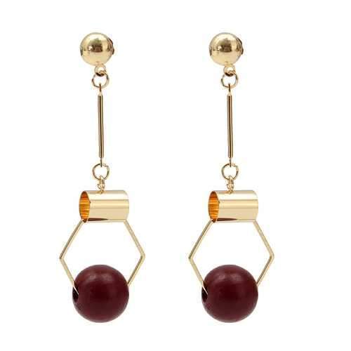 Sweet Wood Ear Drop Simple Geometric Women Earrings