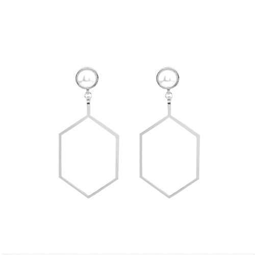 Polygonal Geometry Hollow Artificial Pearl Women Earrings