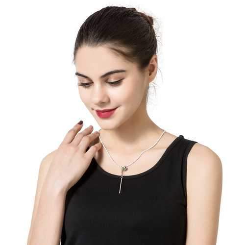 Elegant Silver Plated Crystal Tassel Pendant Simple Style Long Necklace Best Gift for Women