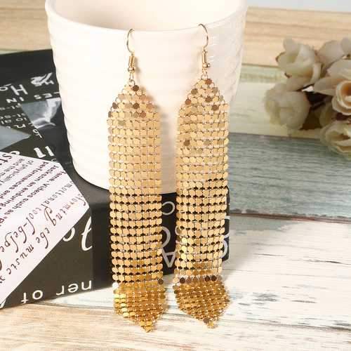 Tassels Long Earrings Sequins Geometric Drop Fashion Jewelry for Women