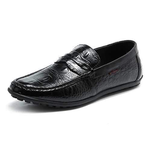 Men Comfortable Genuine Leather Driving Shoes Slip On Loafers Flats