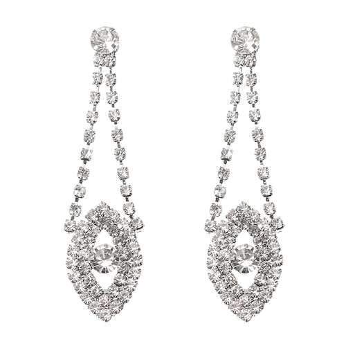 Shiny Rhinestone Long Earrings Heart Round Eye Irregular Shape Ear Stud