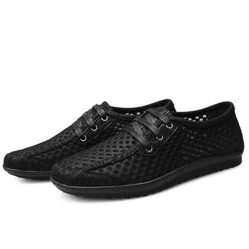 Men Casual Breathable Mesh Lace Up Loafers Soft Flats