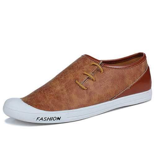 Men Breathable Hand Stitching Casual Leather Flats