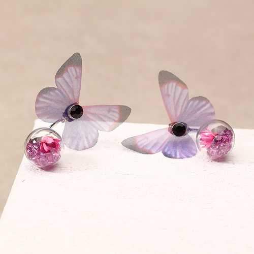 Trendy Crystal Glass Ball Flower Butterfly Fabric Earrings for Women