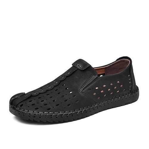 Men Hand Stitching Hollow Out Slip On Casual Flats