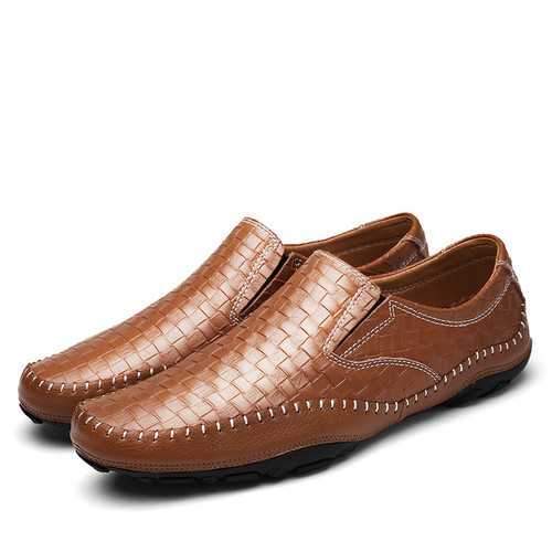 Banggood Shoes Men Leather Woven Style Loafers