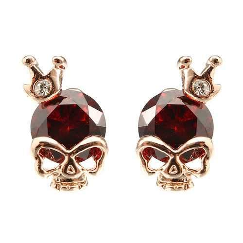 Punk Skull Crown Ear Stud Exquisite Zinc Alloy Rhinestones Earrings for Women