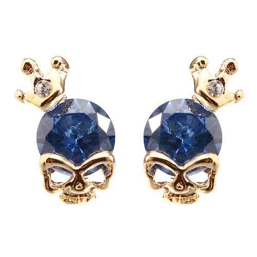 Punk Skull Crown Ear Stud Exquisite Zinc Alloy Rhinestones Earrings for Women