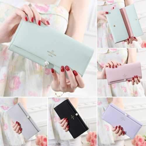 Multifunctional Women PU Leather Pearl Purse Wallet Phone Case Card Holder for Phone under 6 inches