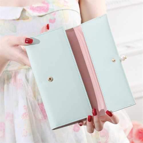 Multifunctional Women PU Leather Pearl Purse Wallet Phone Case Card Holder for Phone under 6 inches