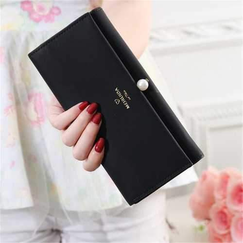 Multifunctional Women PU Leather Pearl Purse Wallet Phone Case Card Holder for Phone under 6 inches