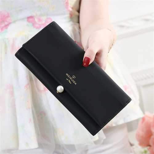 Multifunctional Women PU Leather Pearl Purse Wallet Phone Case Card Holder for Phone under 6 inches