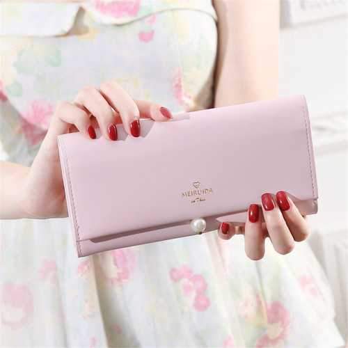 Multifunctional Women PU Leather Pearl Purse Wallet Phone Case Card Holder for Phone under 6 inches