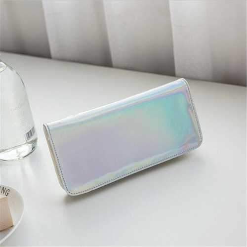 Multifunctional Women Laser PU Leather Long Wallet Card Purse Phone Bag for Phone under 6.5 inches