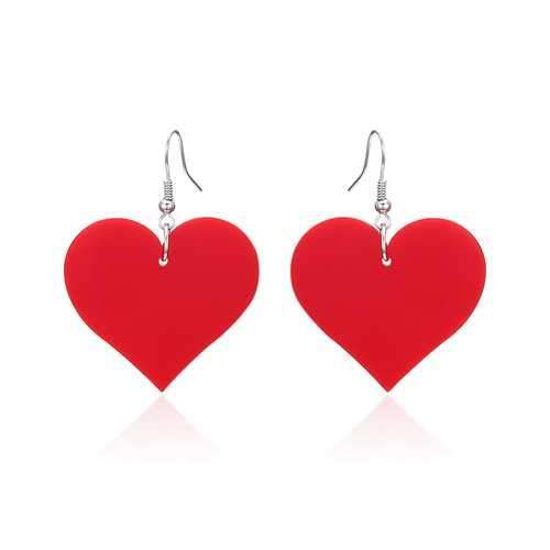 Sweet Black White Red Heart Acrylic Pendant Women Earrings