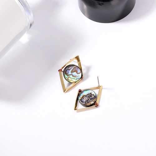 Fashion 18K Gold Plated Unique Design Punk Colorful Natural Stone Ear Stud Women Earrings Best Gift