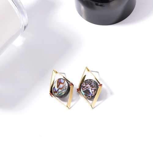 Fashion 18K Gold Plated Unique Design Punk Colorful Natural Stone Ear Stud Women Earrings Best Gift