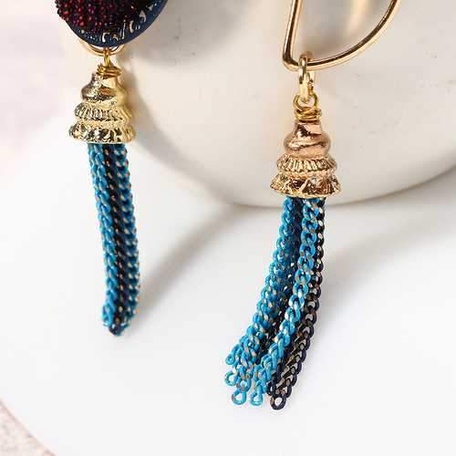 Bohemian Earrings Luxury Gold Plated Flower Charm Tassel Pendant Ear Drop Boho Jewelry for Women