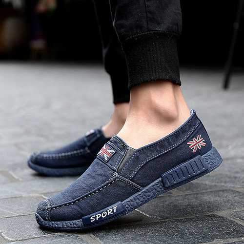 Men Breathable Denim Slip On Casual Flats Loafers