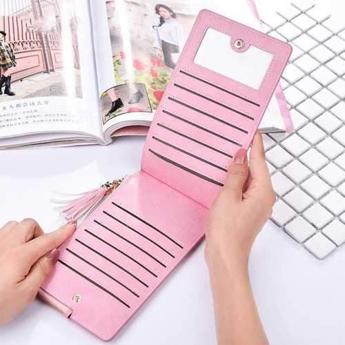 Women Ultra Thin Multi Card Slots PU Leather Wallet Long Purse Phone Bag