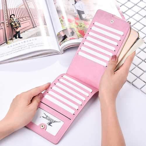 Women Ultra Thin Multi Card Slots PU Leather Wallet Long Purse Phone Bag