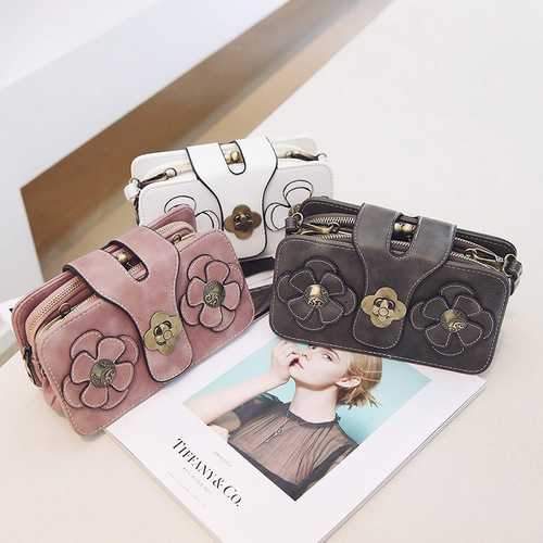 Women Retro PU Leather Hasp Zipper Handbag Rectangular Purse Wallet Phone Bag for Xiaomi iPhone