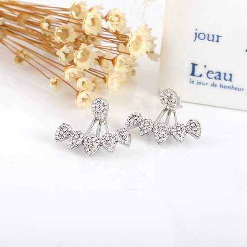 Trendy Flower Earrings Gold Silver Full Rhinestones Ear Stud Gift for Women