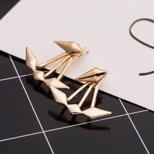 Trendy Gold Silver Geometric Double Side Jacket Ear Stud