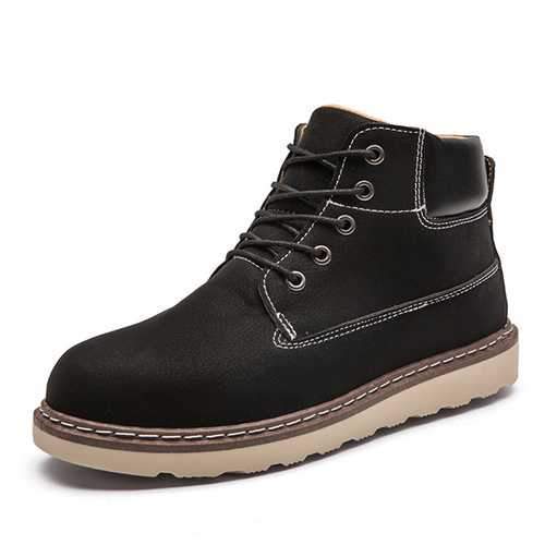 Men Casual Comfortable Leather Lace Up Boots