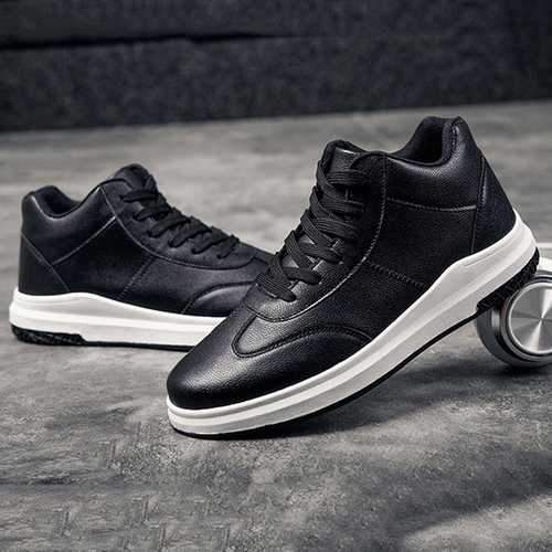 Men Comfortable Genuine Leather High Top Sneakers