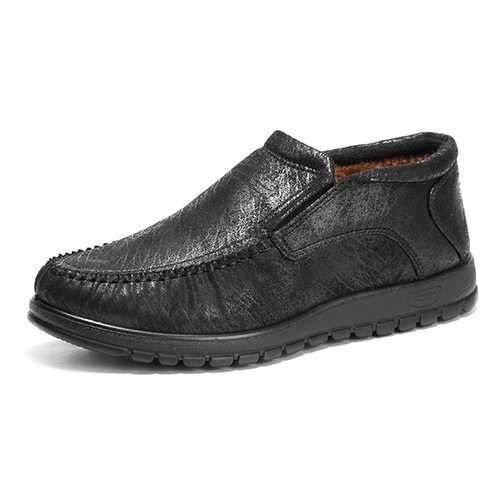 Men Comfortable Leather Warm Fur Lining High Top Oxfords Boots