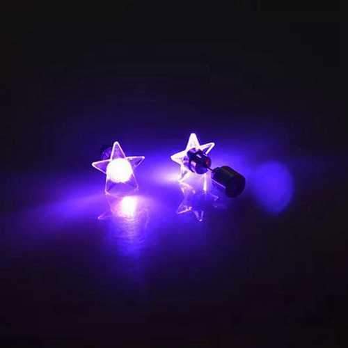 1 Pair Attractive LED Earrings Light Up Star Glowing Charm Ear Stud Women Christmas Gift