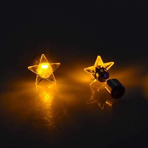 1 Pair Attractive LED Earrings Light Up Star Glowing Charm Ear Stud Women Christmas Gift