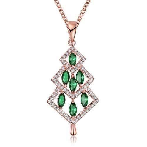 INALIS Christmas Tree Pendant Green Zirconia Necklace Gift