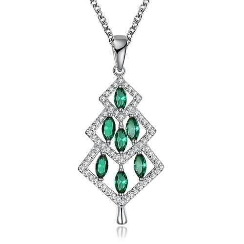 INALIS Christmas Tree Pendant Green Zirconia Necklace Gift