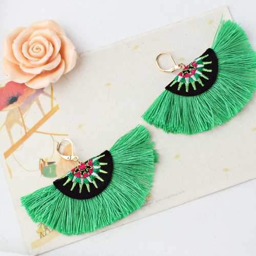 Bohemian Semicircle Tassel Pendant Dangle Women Earring