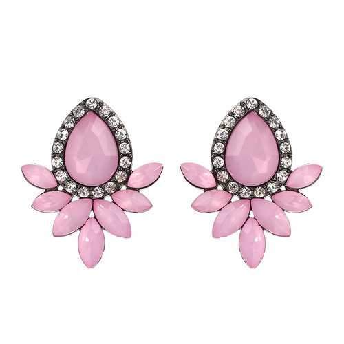 Sweet Drop Rhinestones Women's Crystal Flower Leaf Earrings