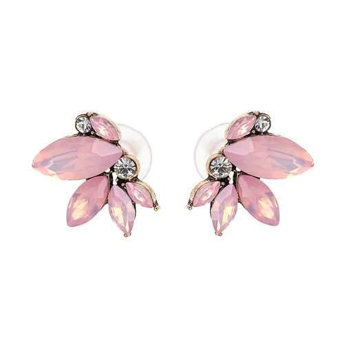 Elegant Crystal Wings Ear Stud Flower Rhinestones Earrings Gift for Her