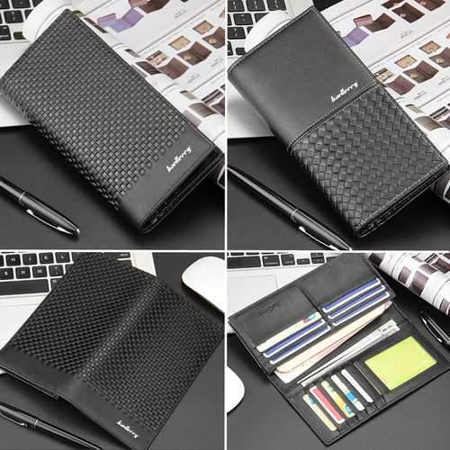 Men Leather Long Wallet Bifold Card Holder Billfold Clutch Purse Zipper Pocket Phone Bag Case